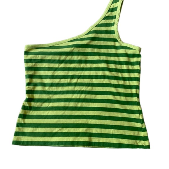 Stripped Print Colourblock One Shoulder Top - Picture 3 of 3